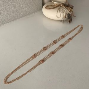 Long Gold Necklace w/ Orange Beading 17”L